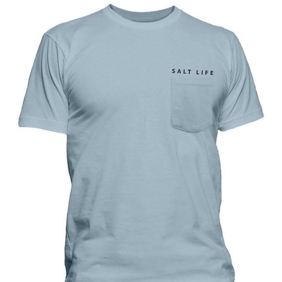 Men's Salt Life Sail Fish Graphic Short Sleeve Pocket T-Shirt Blue L & XL NEW - Picture 2 of 2